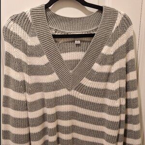 A new day Grey/White Striped Sweater